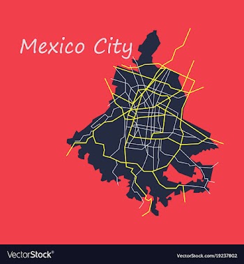 Flat color map of mexico city mexico city plan of vector image