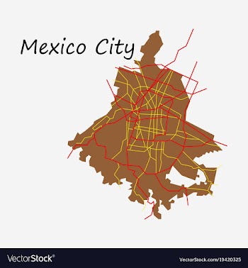 Flat color map of mexico city mexico city plan of vector image