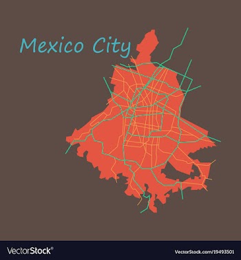 Flat color map of mexico city mexico city plan of vector image