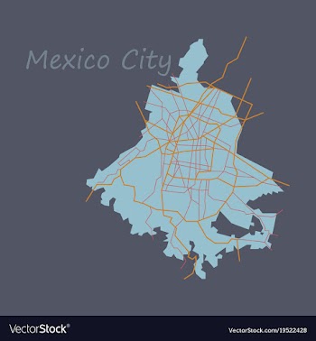 Flat color map of mexico city mexico city plan of vector image
