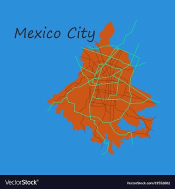 Flat color map of mexico city mexico city plan of vector image