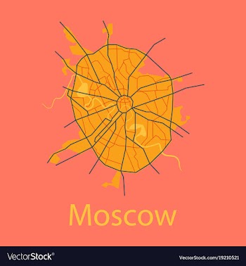 Flat color map of moscow all objects are located vector image