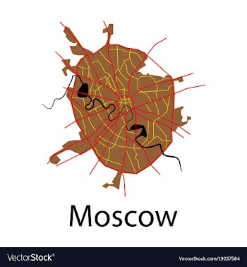 Flat color map of moscow all objects are located vector image