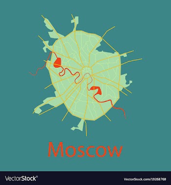 Flat color map of moscow all objects are located vector image