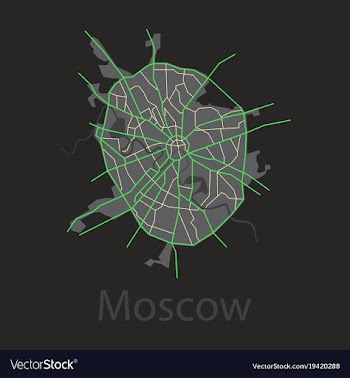 Flat color map of moscow all objects are located vector image