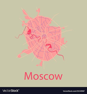 Flat color map of moscow all objects are located vector image