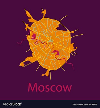 Flat color map of moscow all objects are located vector image