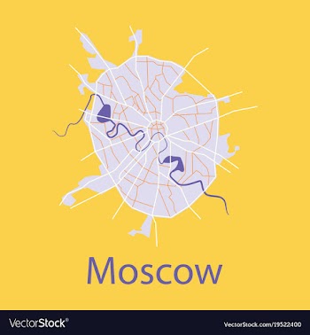 Flat color map of moscow all objects are located vector image