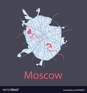 Flat color map of moscow all objects are located vector image