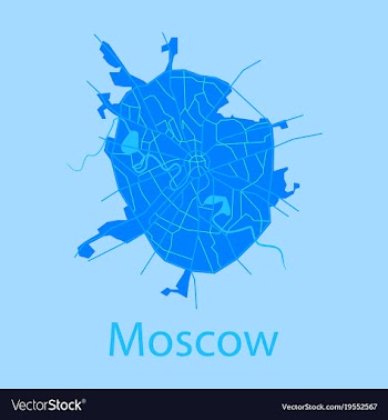 Flat color map of moscow all objects are located vector image