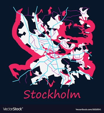 Flat color map of stockholm sweden all objects vector image