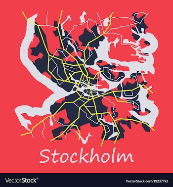Flat color map of stockholm sweden all objects vector image