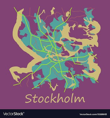 Flat color map of stockholm sweden all objects vector image