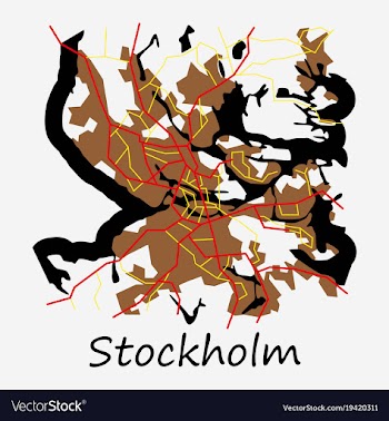 Flat color map of stockholm sweden all objects vector image
