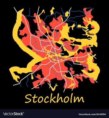 Flat color map of stockholm sweden all objects vector image