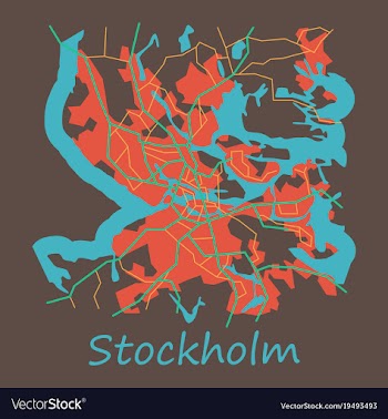 Flat color map of stockholm sweden all objects vector image