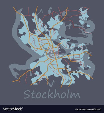 Flat color map of stockholm sweden all objects vector image