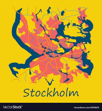 Flat color map of stockholm sweden all objects vector image