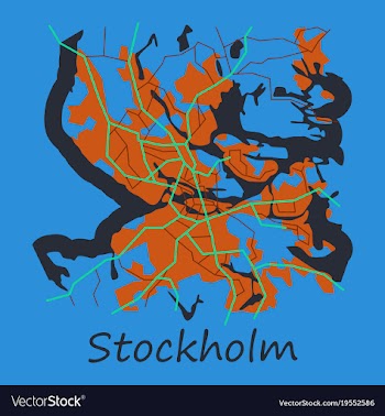 Flat color map of stockholm sweden all objects vector image
