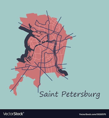 Flat color map of the centre of st petersburg vector image