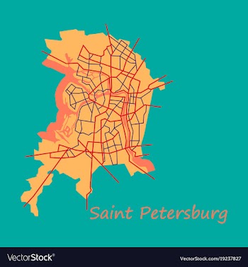 Flat color map of the centre of st petersburg vector image