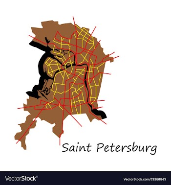 Flat color map of the centre of st petersburg vector image