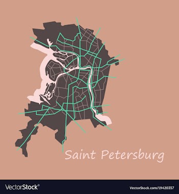 Flat color map of the centre of st petersburg vector image