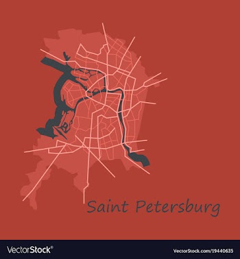 Flat color map of the centre of st petersburg vector image