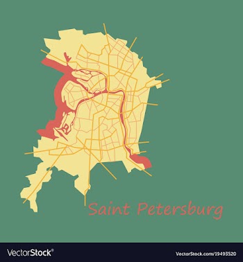 Flat color map of the centre of st petersburg vector image