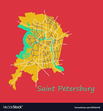 Flat color map of the centre of st petersburg vector image
