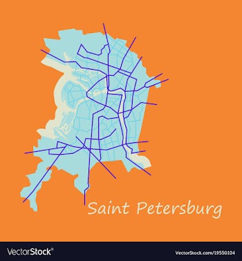 Flat color map of the centre of st petersburg vector image