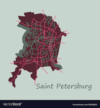 Flat color map of the centre of st petersburg vector image