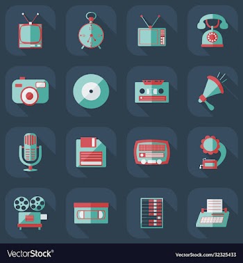 flat concept set modern design with shadow retro