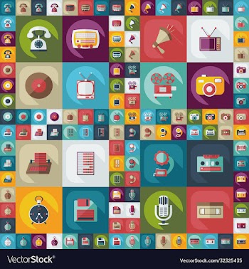 flat concept set modern design with shadow retro