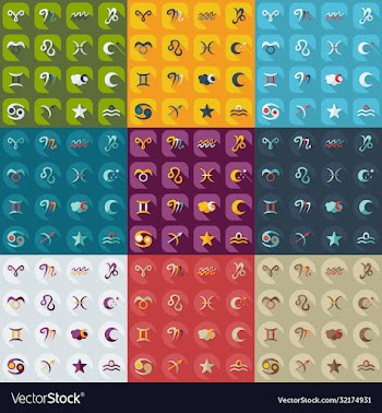 flat concept set modern design with shadow zodiac