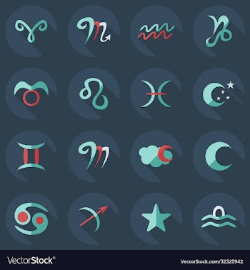 flat concept set modern design with shadow zodiac