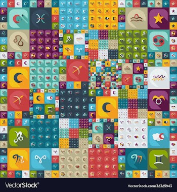 flat concept set modern design with shadow zodiac