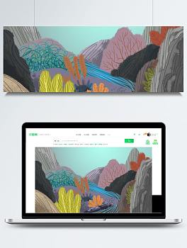 Flat cute landscape background design - PNG and Background Image ...