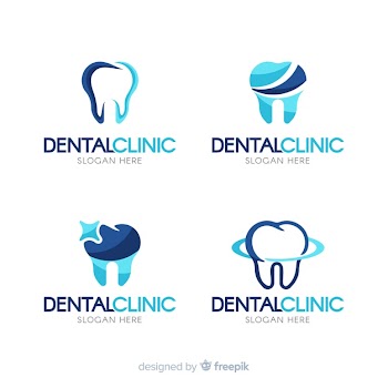 Flat dental clinic logo Free Vector