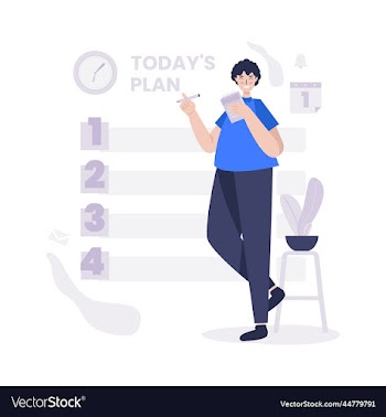 flat design a man with today list