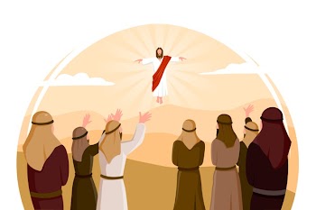 Flat design ascension day illustration with jesus christ Free Vector