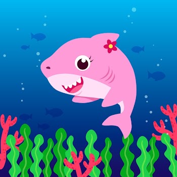 Flat design baby shark in cartoon style Free Vector