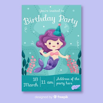 Flat design birthday invitation template Free Vector