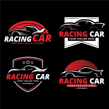 Flat design car logo in film noir effect Free Vector
