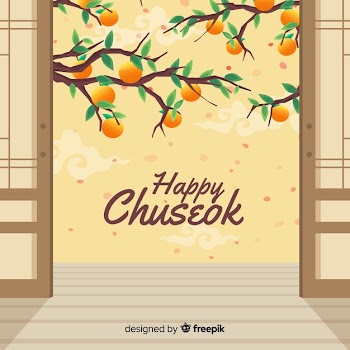 Flat design chuseok greeting card Free Vector