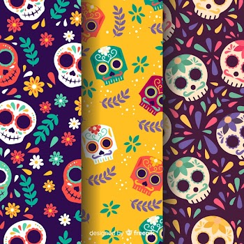 Flat design dia de muertos pattern Free Vector