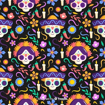 Flat design dia de muertos seamless pattern Free Vector