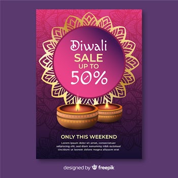 Flat design diwali festival sale poster Free Vector