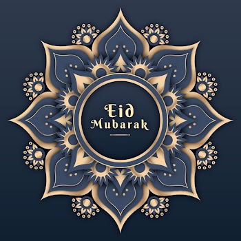 Flat design eid mubarak with mandala Free Vector