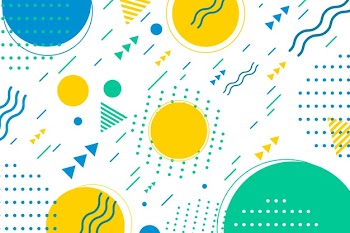 Flat design geometric shapes background in memphis style Free Vector